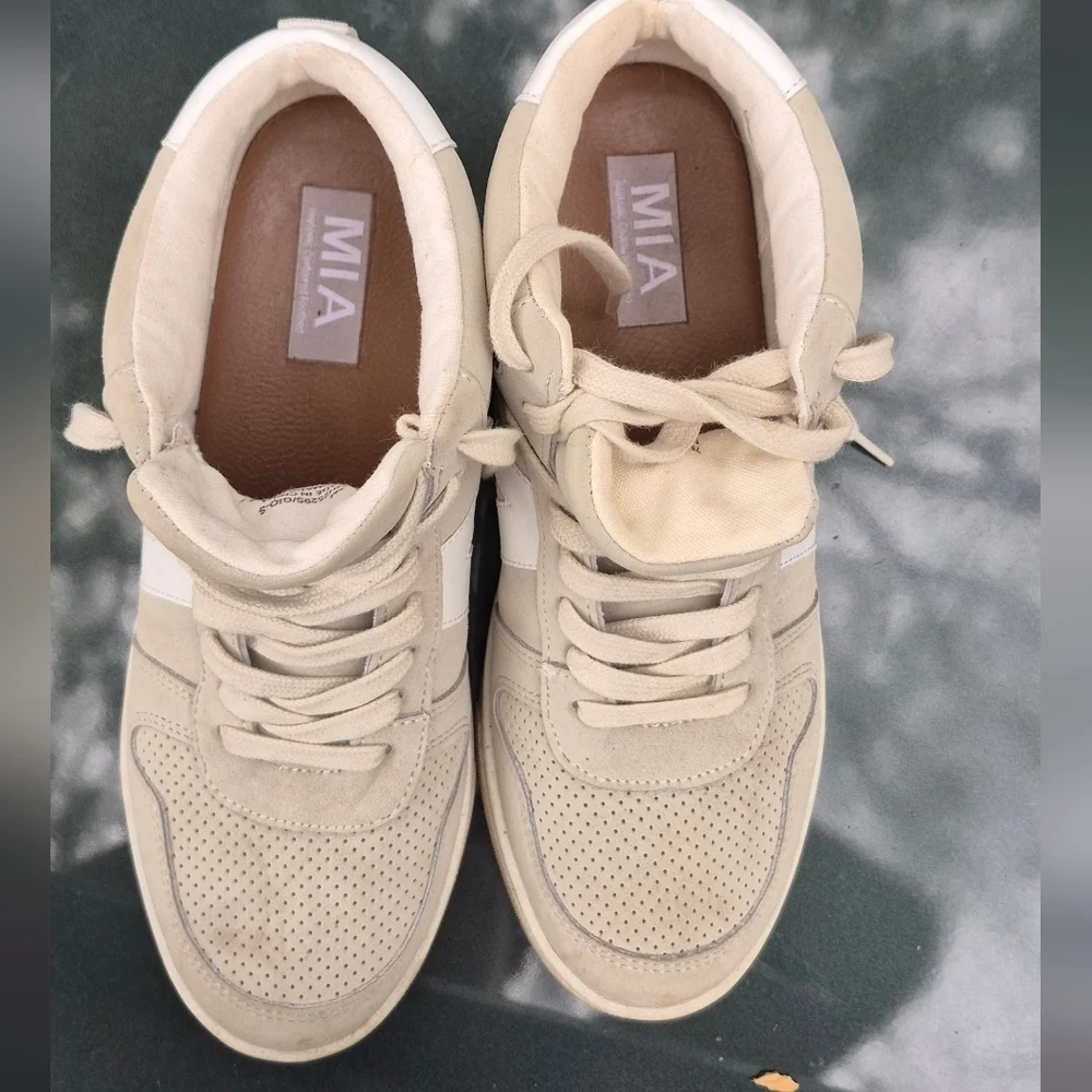 MIA Tan and White Sneakers with Breathable Design